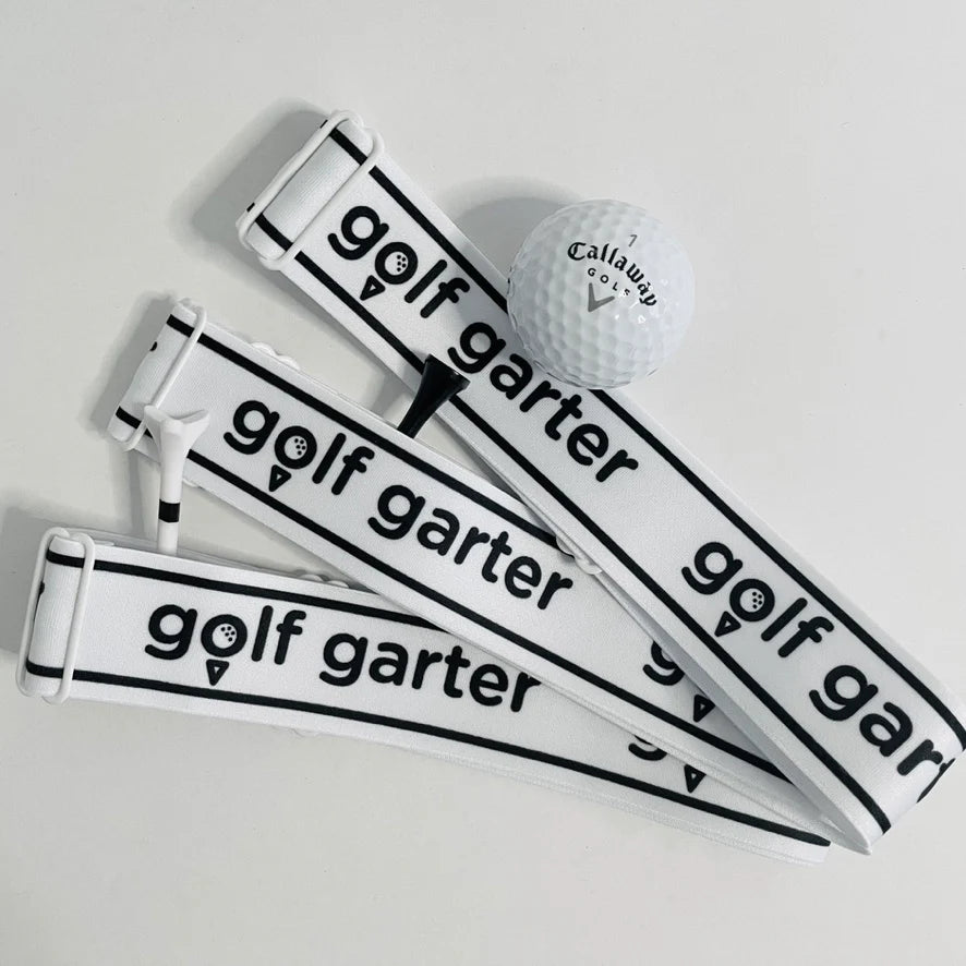 Three Golf Garter accessories for women with a golf ball and tees.